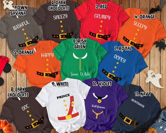 Snow White and Seven Dwarfs Halloween Costume Shirt, Disneyland Halloween Shirt