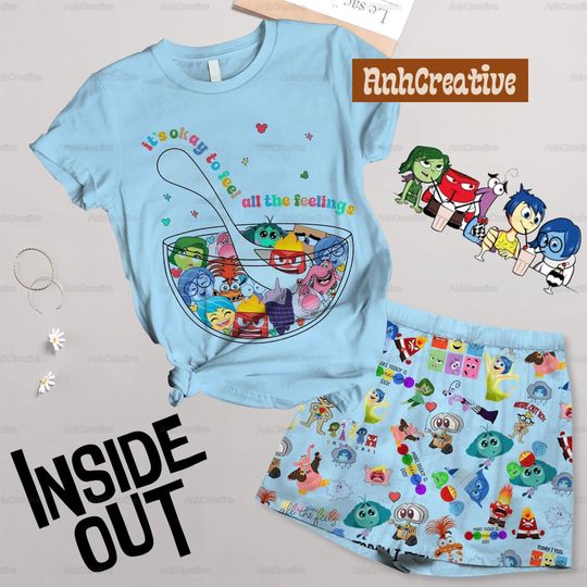 Disney Inside Out 2 T-shirt And Shorts Pants, Inside Out Pajamas Set, Inside Out Tshirt Shorts