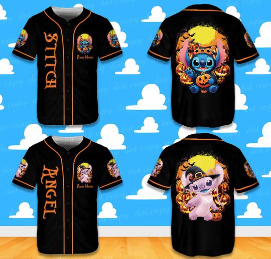 Custom Stitch Angel Halloween Baseball Jersey Ddisneyland Halloween