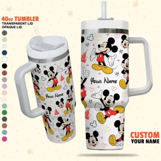 Custom Disney Friends Mickey Colorful Tumbler, Disney Characters Christmas 40oz