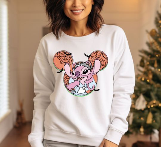 Disney Angel Halloween Sweatshirt, Stitch And Angel Halloween Sweatshirt