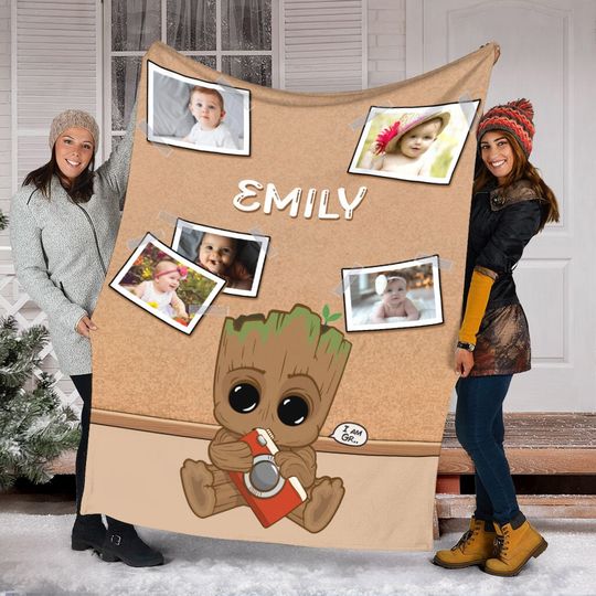 Personalized Disney Baby Groot from The Guardians of the Galaxy Blanket