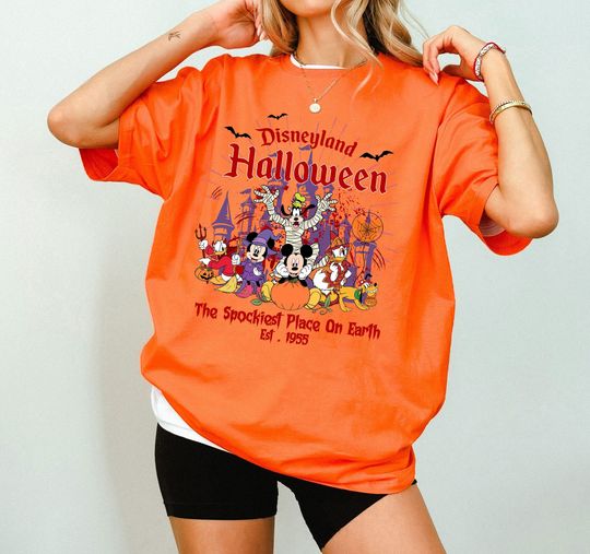 Vintage Disneyland Halloween Mickey and Friends Horror Characters Est 1955 Shirt