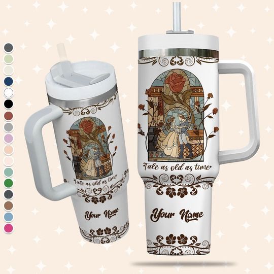 Custom Disney Beauty and the Beast Tale as old as time Colorful Tumbler, 40oz Tumbler