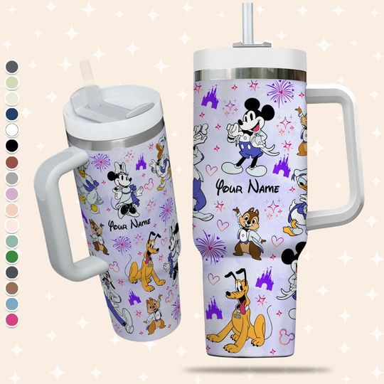 Custom Disney 100 Years Mickey Colorful Tumbler, Disney Characters 40oz Tumbler