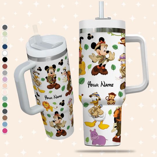 Custom Disney Mickey Safari Colorful Tumbler, Disney Characters 40oz Tumbler