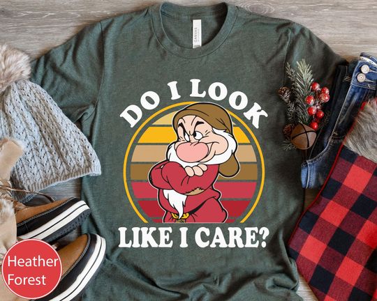 Grumpy Do I Look Like I Care  Shirt, Snow White and Seven Dwarfs  Disney T-shirt
