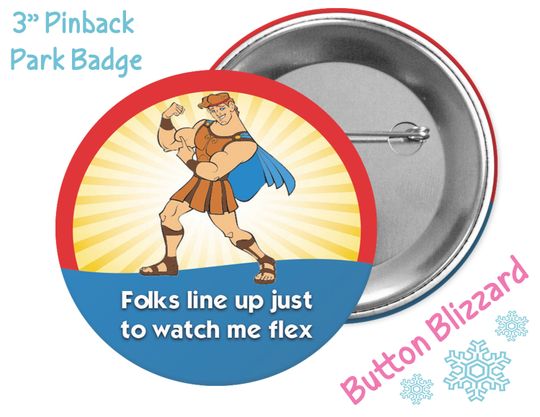 Hercules Button - Theme Park Button - Disney Park Pin
