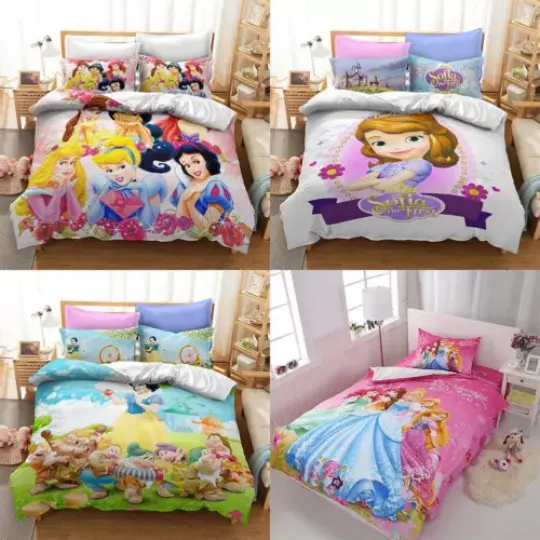 Disney Princess Cinde Bella Quilt Duvet Cover Set Queen Kids Children