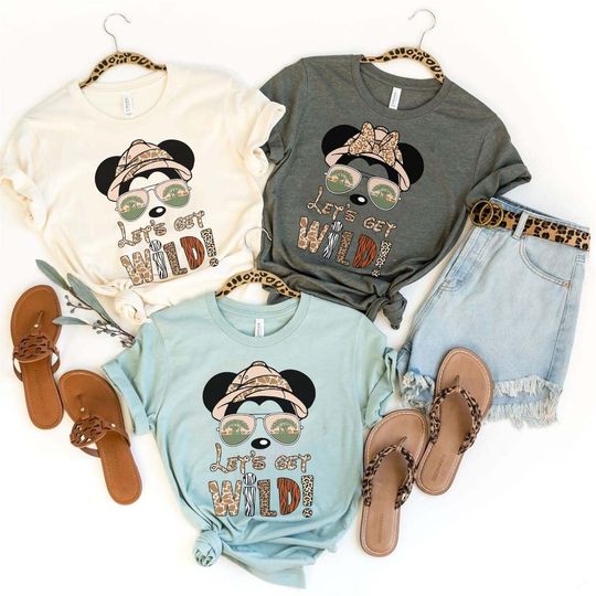 Disney Wild Shirt, Let's Get Wild Tee Shirt, Mickey Safari Mode Shirt, Minnie Safari Mode