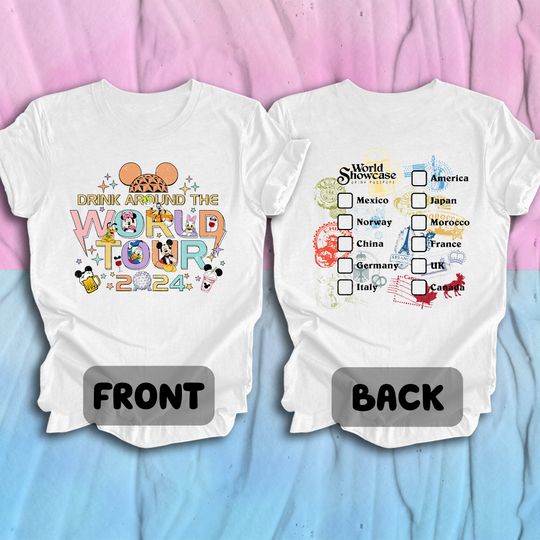 Disney Drink Around the World Shirt, Disney Epcot World Tour 2024 Shirt, Disney Epcot Shirt, Disney Family Tour Shirt
