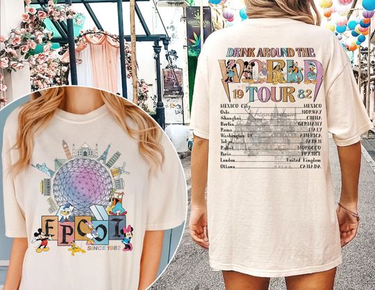 Disney Epcot World Tour  Shirt, Disney Epcot Shirt, Mickey And Friends, Epcot Drink Around the World, Epcot Center 1982 Shirt
