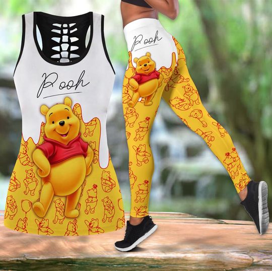 Pooh Pattern Signature - Disney Hollow Tanktop Legging Outfit Set