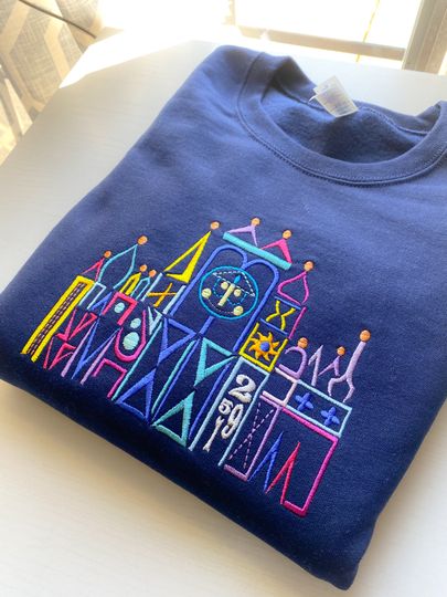 Its A Small World Disney Embroidered Sweatshirt | Disney World | Disneyland Embroidered Sweatshirt