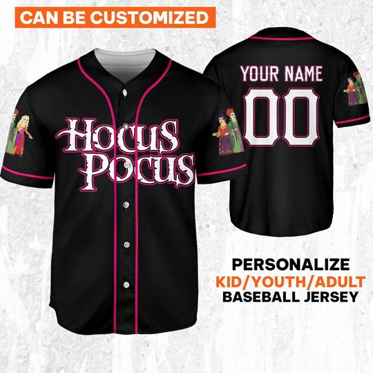 Personalized Hocus Pocus Sanderson Sisters Black Jersey, Disney Baseball Jersey