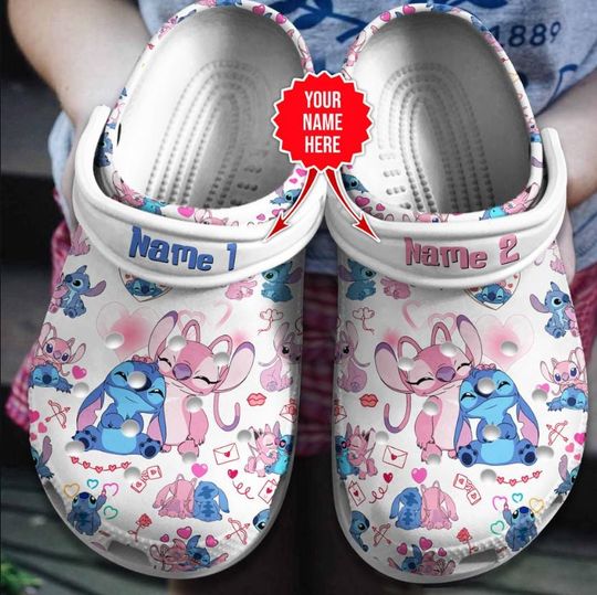Personalized Stitch And Angel Clogs, Disney Clogs