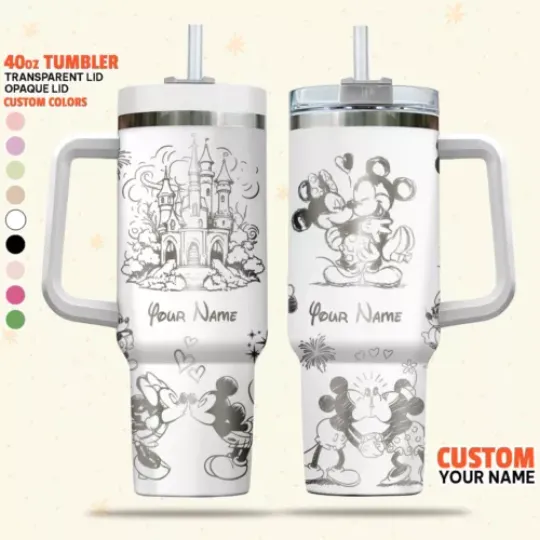 Custom Disney Mickey Love Minnie Romantic Tumbler, Disney Characters
