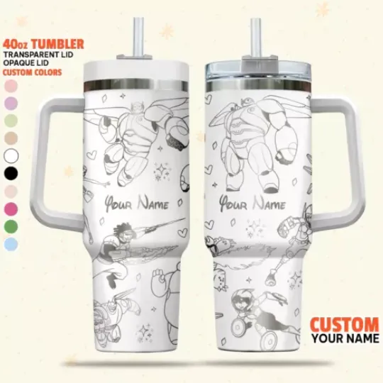 Custom Disney Big Hero Six Baymax Tumbler, Disney Characters 40oz Tumbler