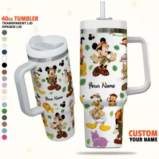Custom Disney Mickey Safari Tumbler, Custom Disney Characters 40oz Tumbler