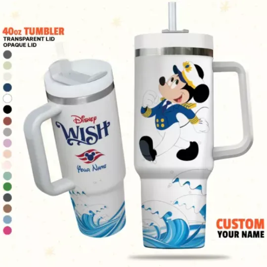 Custom Disney Cruise Ship Vacation Tumbler, Custom Name Disney 40oz Tumbler