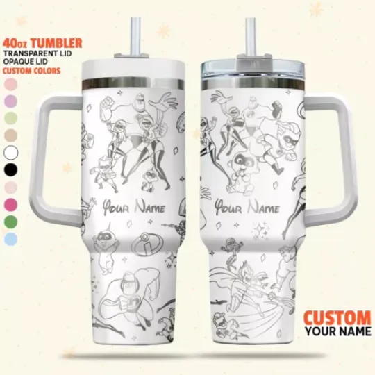 Custom Disney The Incredibles Tumbler, Disney Characters Laser Engraved 40oz