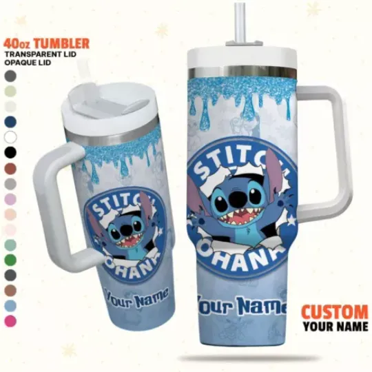 Custom Disney Stitch Coffee Fun Colorful Tumbler, Custom Disney Characters 40oz