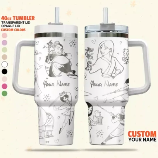Custom Disney Mulan Tumbler, Vintage Disney Princess 40oz Tumbler