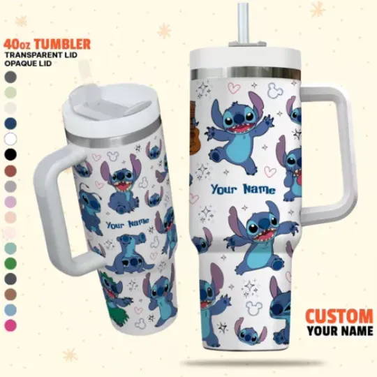 Custom Disney Friends Stitch Tumbler, Disney Characters Christmas 40oz
