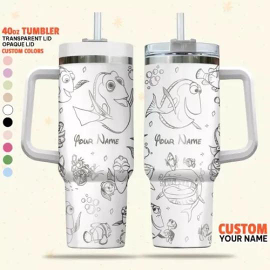 Custom Disney Finding Dory Tumbler, Disney Characters Laser Engraved 40oz