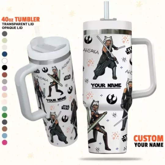 Custom Star Wars Ahsoka Tano Colorful Tumbler, Disney Characters Christmas 40oz