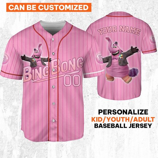 Custom Inside Out BingBong Pink Jersey, Disney Baseball Jersey Sports
