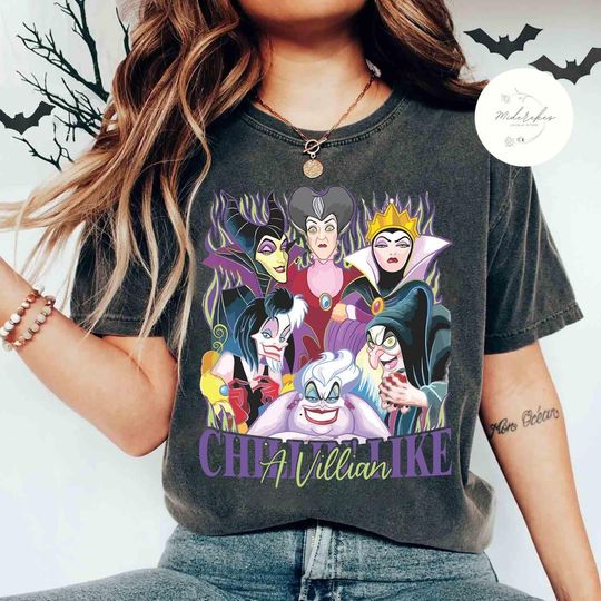 Chillin Like A Villian T-shirt, Disney Villians Halloween Villains The Evil Tour T-Shirt
