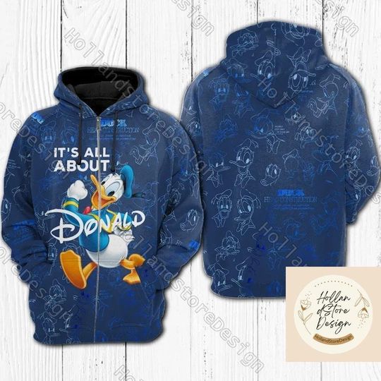 Halloween Donald Duck Hoodie, Disney Donald Hoodie, Donald 3D Zip Hoodie