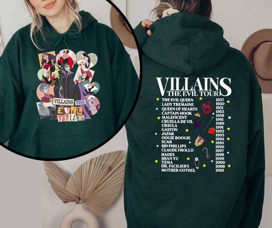 Disney Villains hoodie , Evil Tour Hoodie, Villains 2 Sides Tee, Maleficent Shirt, Evil Queen Shirt