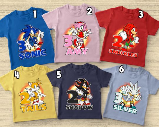 Sonic The Hedgehog Birthday T-Shirt, Custom Personalized Boy Girl Cartoon Birthday Shirt, Kids Toddler Birthday Gift For Son Daughter