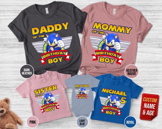 Personalized Sonic Birthday Shirt/Sonic Birthday Boy Shirt/Sonic Shirt/Sonic Hedgehog Birthday Shirt/ Sonic The Hedgehog Shirt