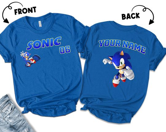 Custom Sonic Shirt, Funny Sonic Party Shirt, Sonic Birthday Gift, Personalized Sonic Apparel Birthday Party Gift