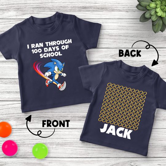 Sonic the Hedgehog Through 100 Days Of School Shirt/Sonic 100 Days Of School Shirt/Sonic Hedgehog 100th Day Teacher Shirt
