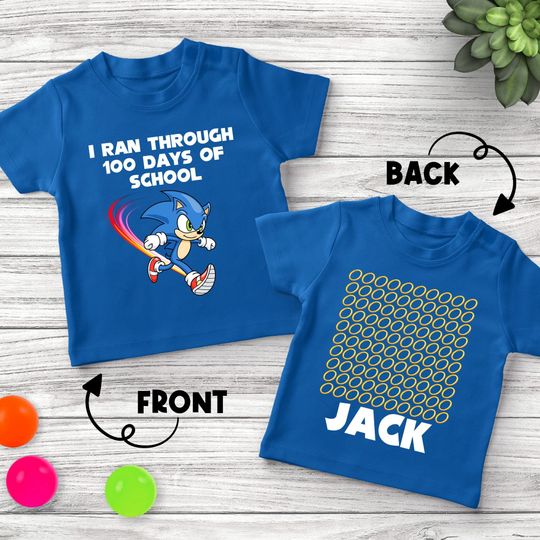 Sonic the Hedgehog Through 100 Days Of School Shirt/Sonic 100 Days Of School Shirt/Sonic Hedgehog 100th Day Teacher Shirt