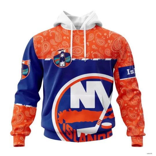 Personalized New York Islanders Hoodie Pullover Paisley Hockey Team