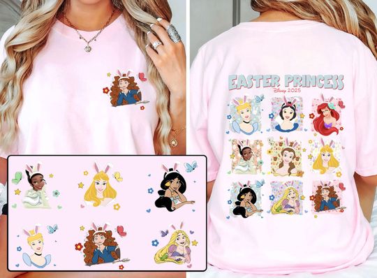 Vintage Disney Easter Princess Shirt, Happy Easter Day Princess Tshirt, Bunny Princess Tee, Disneyland Family Trip, Wdw Tour, Birthday Gift