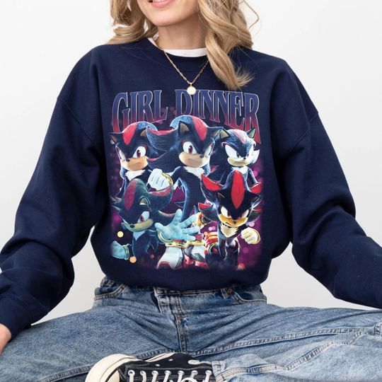 Shadow the Hedgehog Girl Dinner Sweatshirt, Sonic Shirt, Sonic the Hedgehog 3 Tee, Shadow an sonic, Japanese Anime Hero