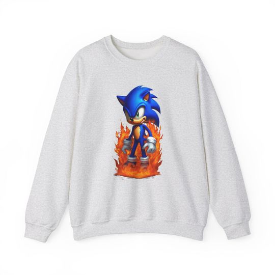 Unisex Crewneck Sweatshirt Featuring Sonic Standing In The Middle Of A Fire