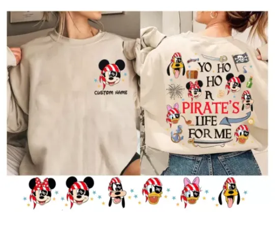 2-sided Mickey & Friends Disney Cruise A Pirate's Life For Me Unisex Tee 660221