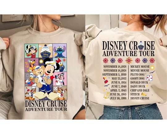 2-sided Mickey & Friends Stitch Disney Cruise Unisex Adult Shirt Kid Tee 801142