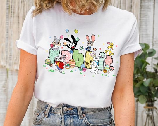 Custom Name Disney All Characters Rabbit Bunnies Easter Day 2025 Shirt,  Easter Bunny Trip Tee, Disney Easter Truck, Family Easter Egg Shirt