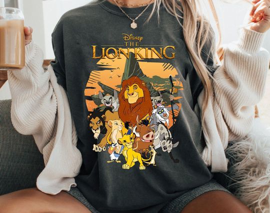 Retro The Lion King Group Characters Shirt, Simba Timon Pumbaa Mufasa Scar, Animal Kingdom Disney T-shirt, Disneyland Trip Family Outfits