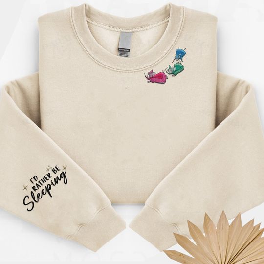 Embroidered Fairy Godmother I'd Rather Be Sleeping Sweatshirt, Sleeping Beauty Disney Embroidery Shirt, WDW Disneyland Girls Trip