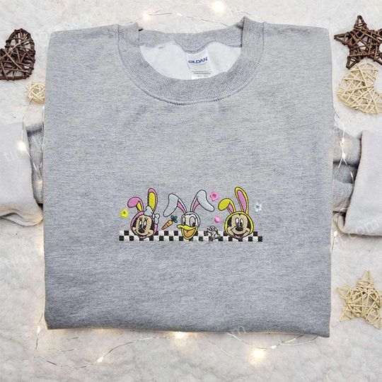 Minnie Donald Mickey Embroidered Sweatshirt, Disney Easter Embroidered Hoodie, Disney Family Matching Trip 2025 Shirt, Magic Kingdom Gift