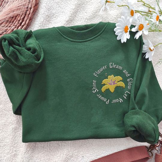 Embroidered Rapunzel Sundrop Flower Gleam Glow Let Your Power Shine Sweatshirt, Tangled Disney Princess Embroidery Shirt, Disneyland Trip